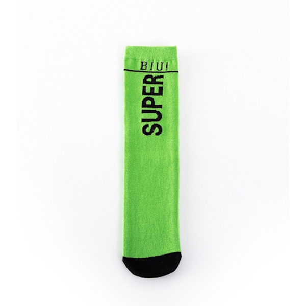 Vår/sommar barns tidvattenstrumpor Super Letter Cotton Raka strumpor Medium Tube Hip-hop Performance Kläder Street Sports Strumpor (Grön+Blå),