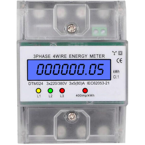 220V/380V Energimåler DTM024 Wattmeter Trefaset 4P KWh elektrisk digitalmåler med LCD