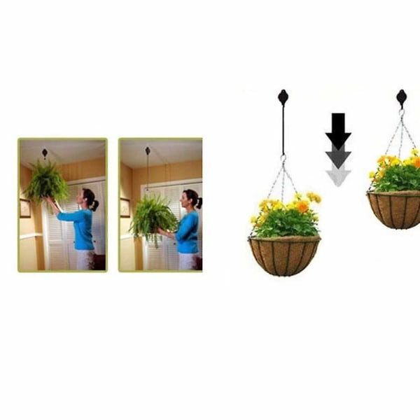 Blomlampa Plant Roller Krok Håll Recept Högpresterande Rang Telescope Plant Roller Hängande blomkorg Krokhängare För trädgårdskorgar 4 delar