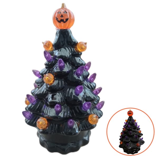Opplyst Keramikk Halloween Trad Bordplate Dekorasjon Gresskar Lys