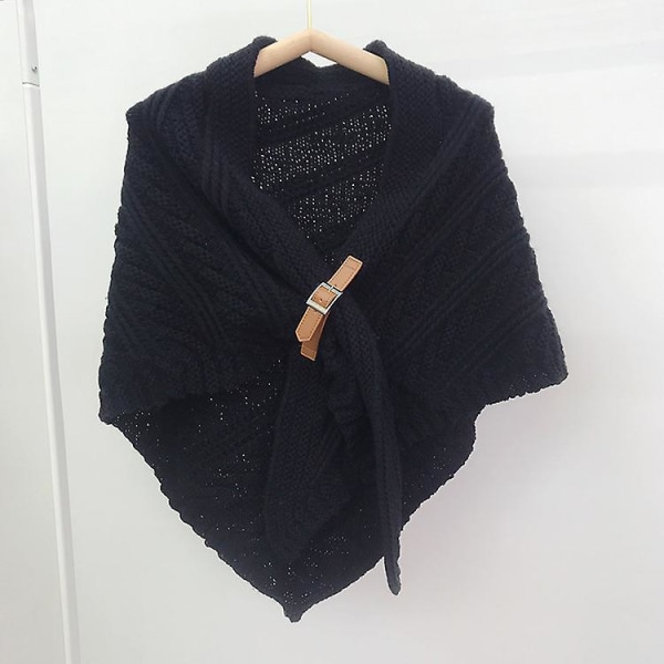 Solid stickad sjal (svart)