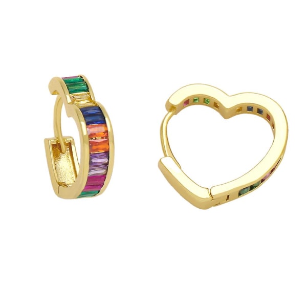 Øreringe Vintage Zircon Heart Stud Fashion smykker Ac10383 Colorful