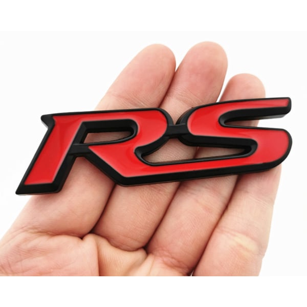 Bildekorationsklistermärken rs tail-logotyp 3D stereobilklistermärken - RS röd billogotyp i metall (röd silverkant)