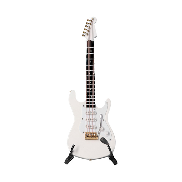 Mini Gitarr Modell Elbas Gitarr Modell med Ställ för Dockskåpsdekoration Vit