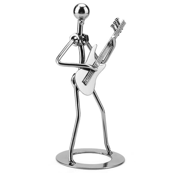 Jern Gitarspiller Musiker Statue Samleobjekt Dekor Gave