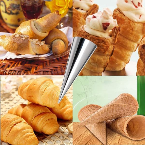 10 Cremehornforme i rustfrit stål, bageforme, kageforme, isvafler, stående kegleform