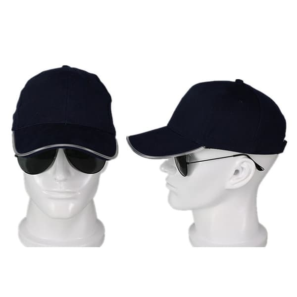 LED-valolla varustettu baseball-lippis, valokuitu, musta, sininen, mainoshattu