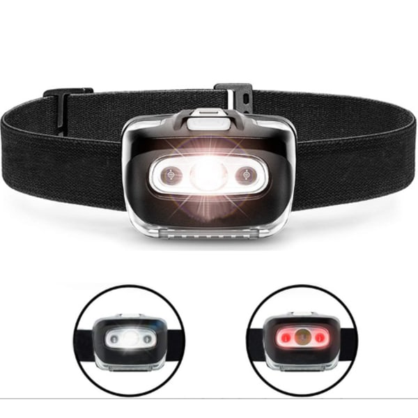 Mini 3LED XPG pannlampa, 3W+2 pannlampa med justerbart pannband, för vandring och camping