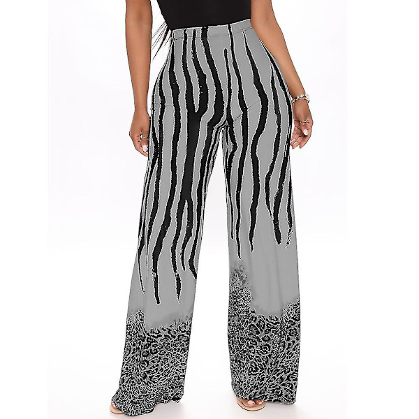 Damer Casual byxor med hög midja vid ben Grey XL
