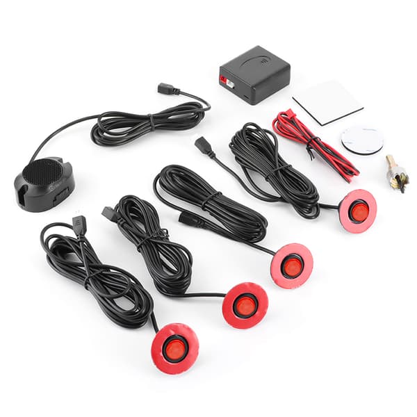 16,5 mm bil inbyggd backradar sensor backningshjälp med ljudsummer extra kit (röd)
