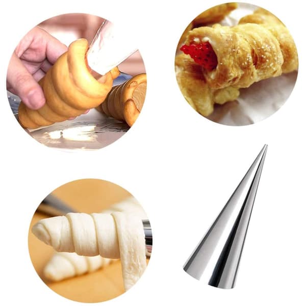 10 Cremehornforme i rustfrit stål, bageforme, kageforme, isvafler, stående kegleform