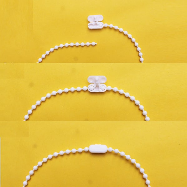 Vita plastkedjekopplingar för pärlformade kedjor för rullgardiner och vertikala persienner (paket med 10) (kedja medföljer ej)