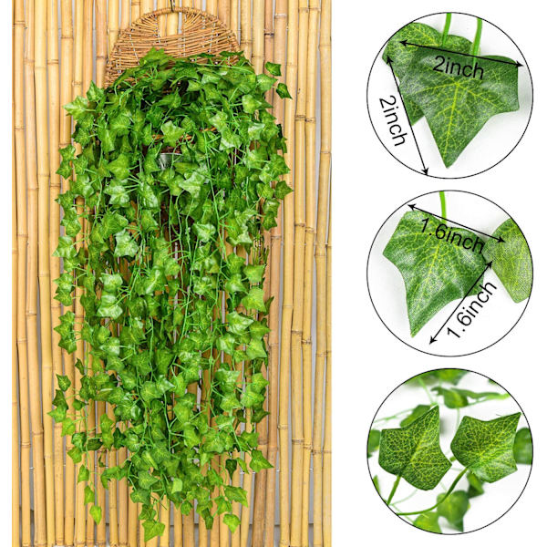 12 säiettä Keinotekoinen Ivy Leaf Plant Vines Riippuva Garland Fake Leaf Kukka Koti Keittiö Puutarha Toimisto Häät Wall Deco