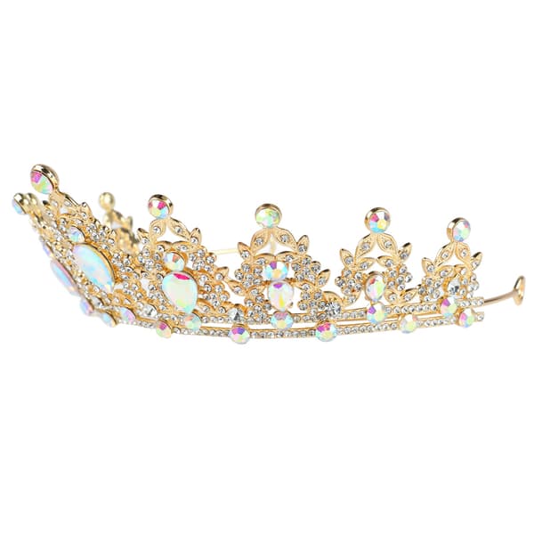 Guldpläterad strass retro halvcirkel tiara håraccessoar för bröllopsfest