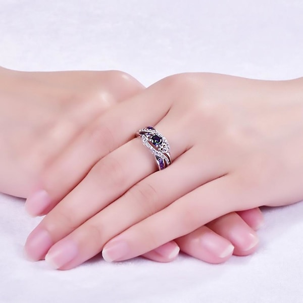 Forlovelse Bryllup Dobbelt Hjerte Cubic Zirconia Indlagt Bridal Finger Ring smykker US 6