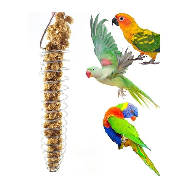 Frugt- og grøntsagsholder i rustfrit stål til fugle, papegøjer og cockatiels, foderburspyd