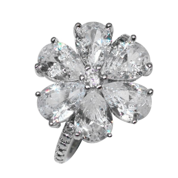 Kvinder Trendy Flower Cubic Zirconia Ringe Bryllupsforlovelse Finger Smykker Gave US 8