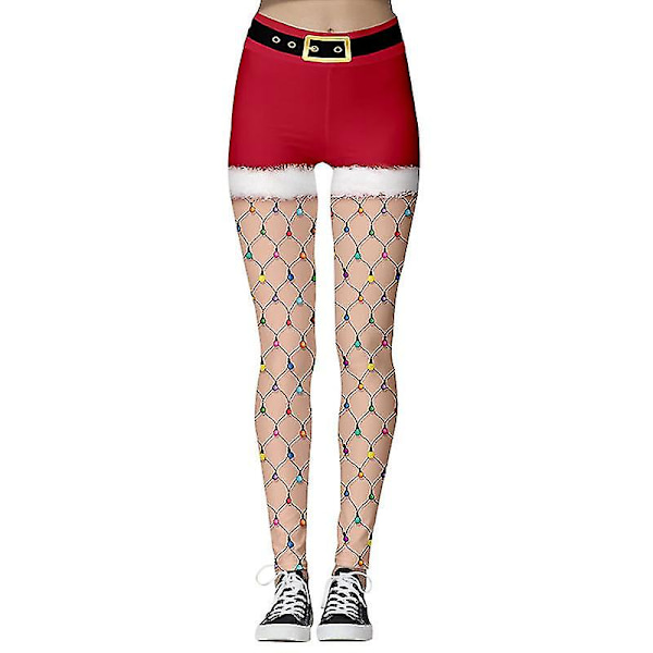 Christmas Yoga byxor för kvinnor Leggings Mesh L