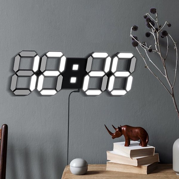 3D-seinäkello LED digitaalinen herätyskello Pöytäkello Moderni sisustus Kaukosäädin Automaattinen himmennys Hiljainen Toimisto Koti Asuminen