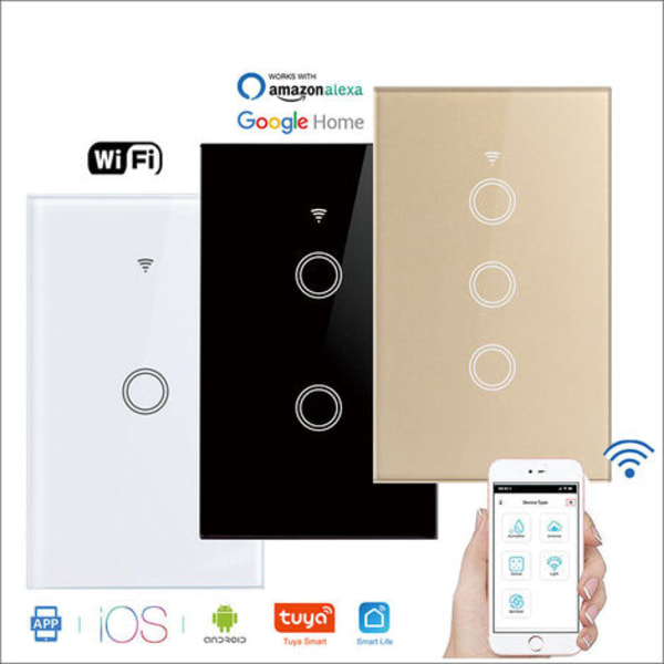 120 type graffiti WIFI smart switch væg touch switch fjernbetjening stemmestyring, 1 vejs hvid