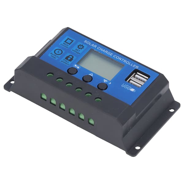 Solar Laddningsregulator LCD Automatisk Detektering 5V Smart 2 USB-Port 20A 12V 24V