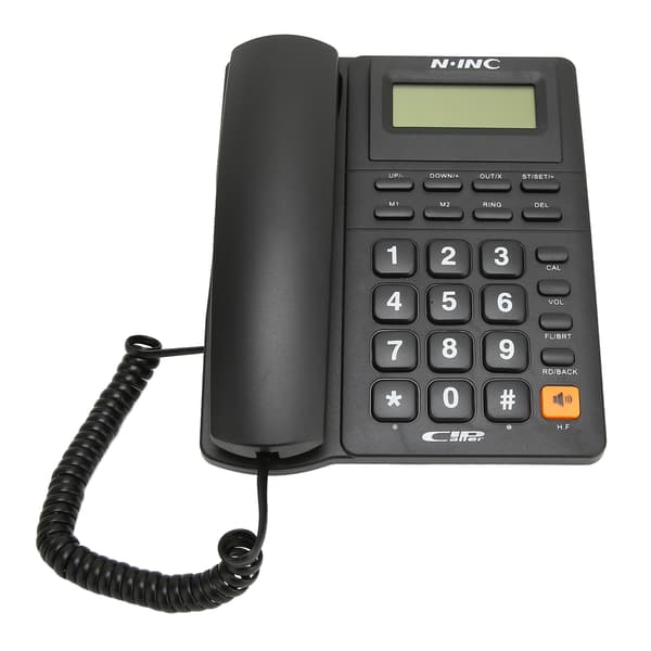 Hurtig fastnettelefon Multifunktionsopkalds-ID Hurtigvalg Seneste nummer Genopkald Bordtelefon til hjemmekontor Sort