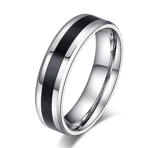 Män Kvinnor Svart Band Ring Titan Rostfritt Stål Mode Smycken Lover Gift 6mm US 9