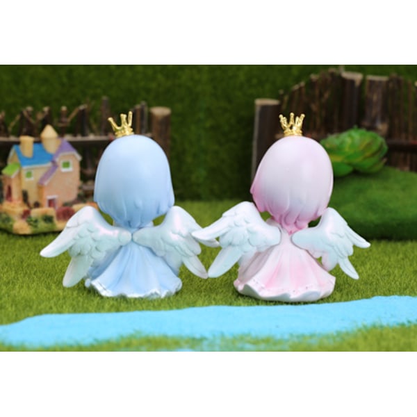 Tegneserie kronvinger engle prinsesse kreativ bagning på skrivebordet fødselsdagskage dekoration ornament Figur (sæt med 2 stykker)