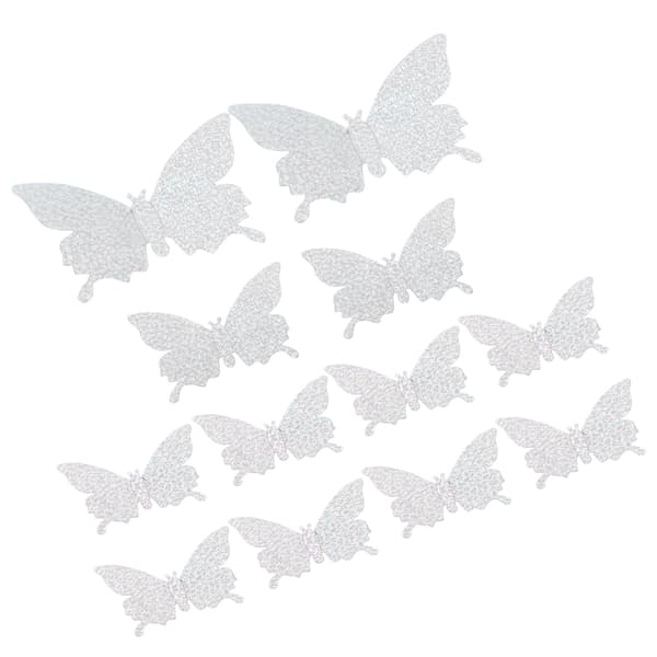 12-pack 3D-sticker Simulering Blixt Bakgrund Väggkonst för Vardagsrum Bröllop Heminredning Glänsande Silver