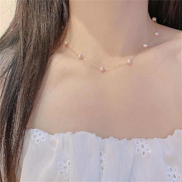 Halsband Pearl Choker Modesmycken B1720 white