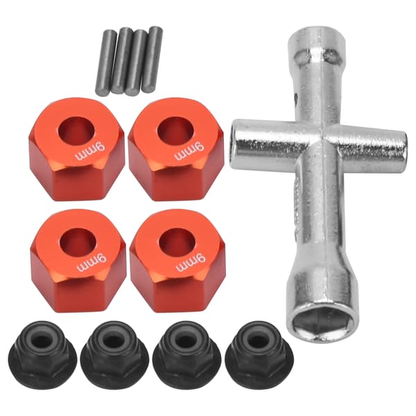 12 mm Hex Adapter 9 mm Tyk M4 Flange Låsemøtrikker Krydsnøgle Sæt til 1 10 RC Bil
