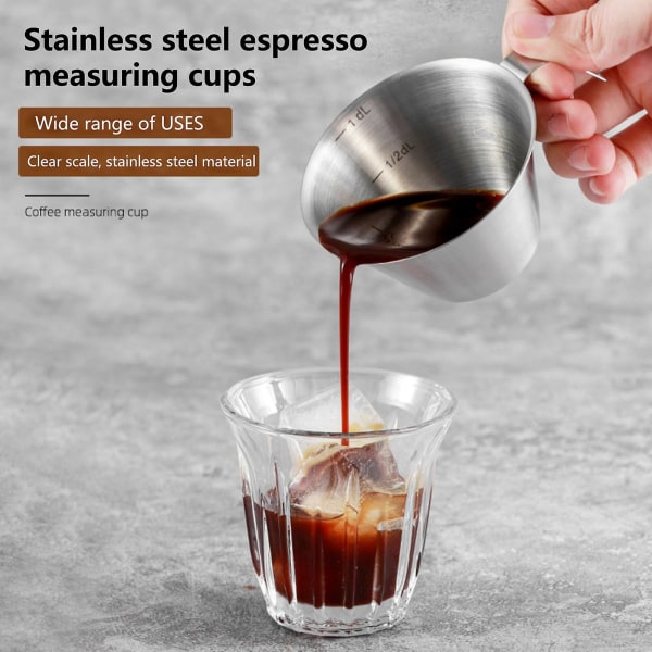 3 stk 100 ml målebæger med håndtag Rustfrit rustfrit stål espresso kaffe målebæger til bageri