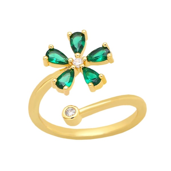 Ring Vintage Zircon Flower Stud Fashion smykker Ac10562 Green