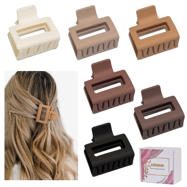 Medelstora hårspännen för kvinnor, matta små rektangulära hårspännen för fint/medeltjockt hår, halkfria hårspännen (varm färg)