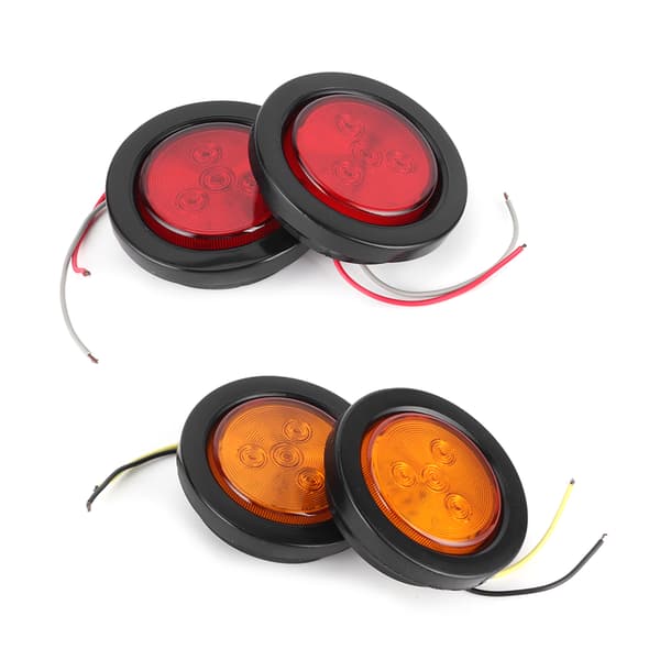 4 stk. 2,5 tommer LED Runde Blinklys 10V-30V Høj Lysstyrke Lampe til Lastbil Trailer Lorry