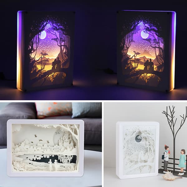 3D LED Papirklipp Lysboks Nattlampe Borddekor