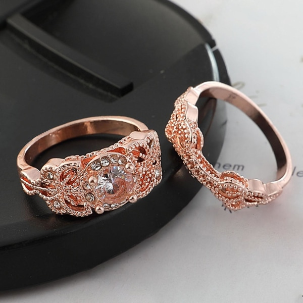 2 stk Forlovelsesring Smuk udsøgt Elegant Rhinestone Parring til jubilæum US 8