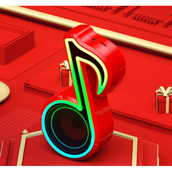 Bluetooth högtalare, Desktop Small Note Sound, Wireless Colorful RBG Lighting (Wood Grain),