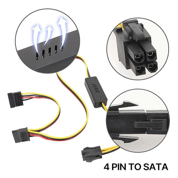 CPU-strømkabel 4PIN til SATA-harddiskstrømforsyningsforlængerkabel 12V til 5V spændingsreduktion Un pour deux