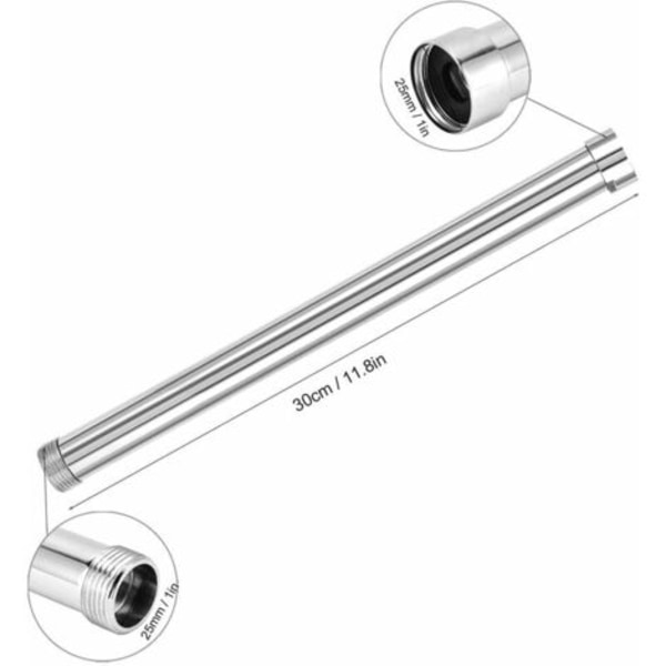 30 cm Duscharm, G3/4 Duscharmsförlängning, Duschhuvudsförlängare, Underhuvud Krom Kopparrör Tillbehör Duschhuvud Ex