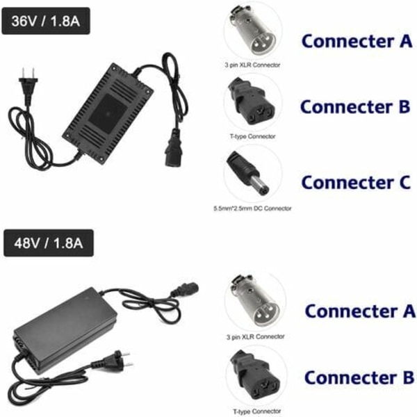 Smart oplader til el-cykel og scooter, 36V DC-hoved (stik C)
