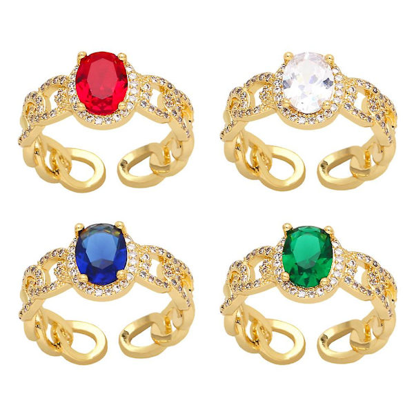 Sormus Vintage Zircon Metallic Element muotikorut Ac8658 Green