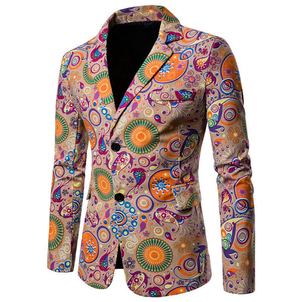 Mænds printet etnisk stil syning Slim Suit X12 4XL