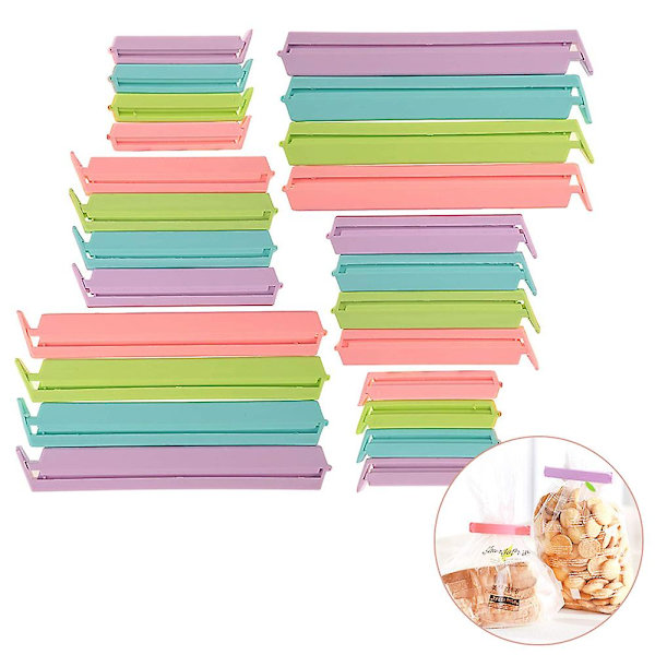 Veraing 24 stk. lukkeklips, poseklips, snacks poselukkeklips, plastik madposeforseglerklips, dagligvarelukkeklips (3 størrelser)
