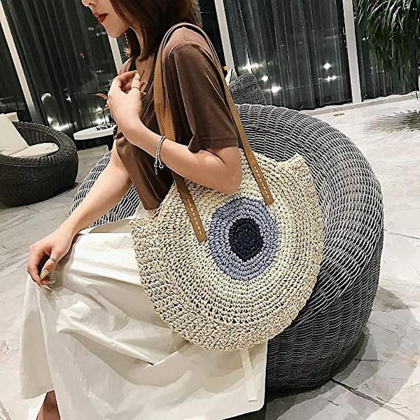 Olkilaukku naisille, suuret olkilaukut kudottu Käsintehty kantolaukku Kesäinen olkilaukku Bohemian Crossbody Bag A916-695 A