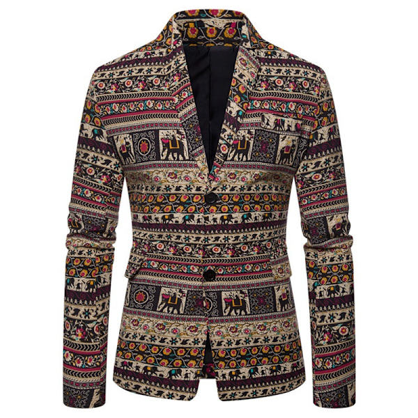 Mænds printet etnisk stil syning Slim Suit X13 4XL
