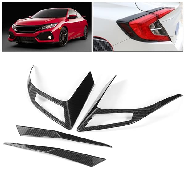4:e generationens kolfiber bakljus trimskydd kompatibelt med Honda Civic 10:e 2016-2019