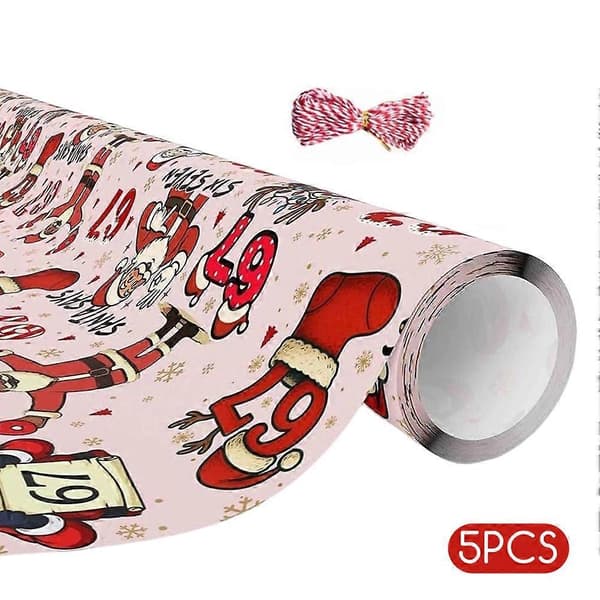 Presentinslagspapper för julfesttillbehör Premiumkvalitetspapper för kontorsskämtpresentutbyte Pink 5pcs