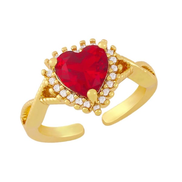 Ring Vintage Zircon Heart Stud Modesmycken Ac10690 Red