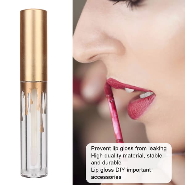 10 stk. Tom læbeglansrør DIY læbestiftflaske makeupværktøj 2,5 ml mat guldhætte